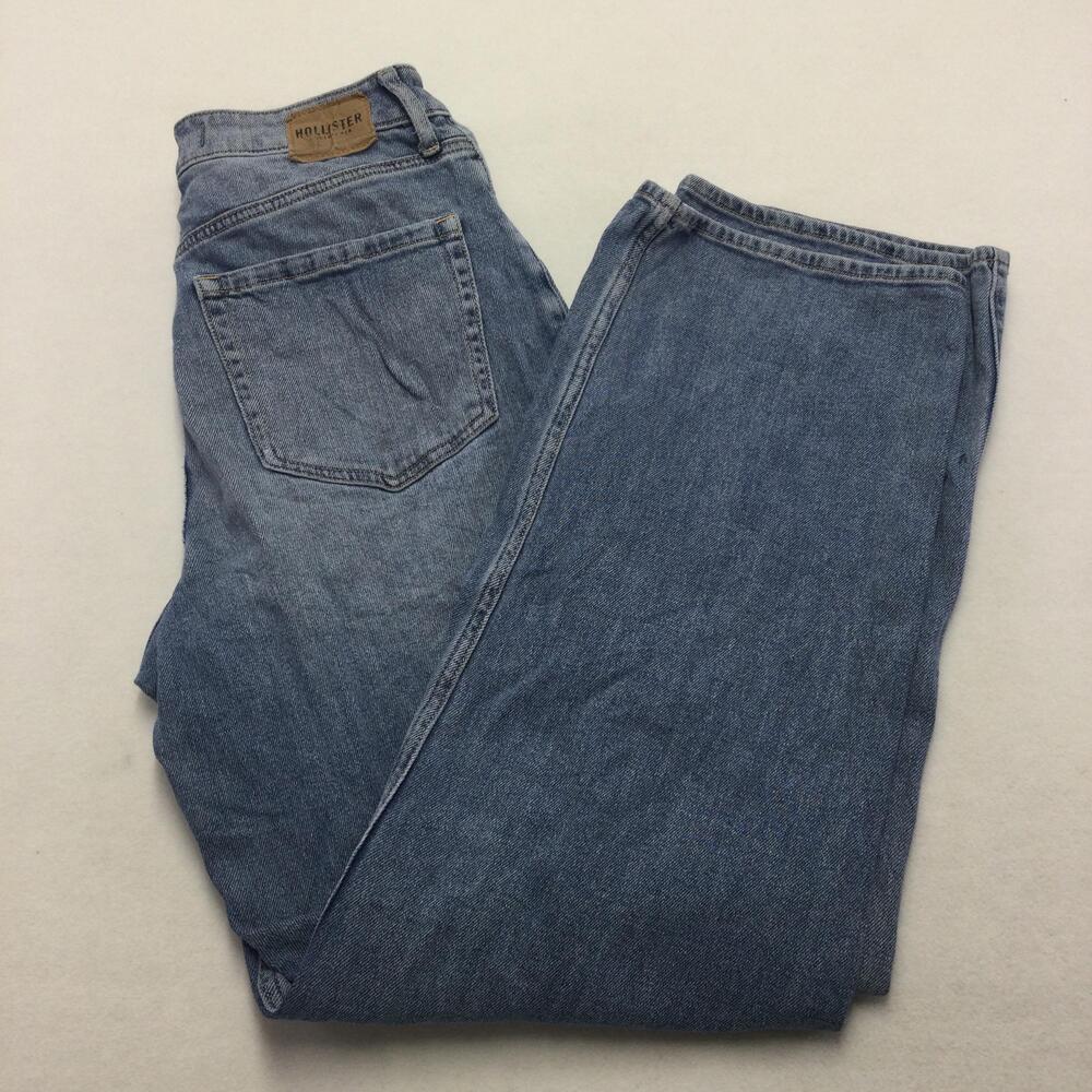 Hollister Ultra High Rise Dad Jeans Juniors 11R Blue Light Wash Straight Relaxed